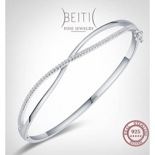 Beitil Classic Staggered Line Fashion 925 Sterling Silver CZ Bracelets For Women Girls Party Minimalist Accessories Jewelry