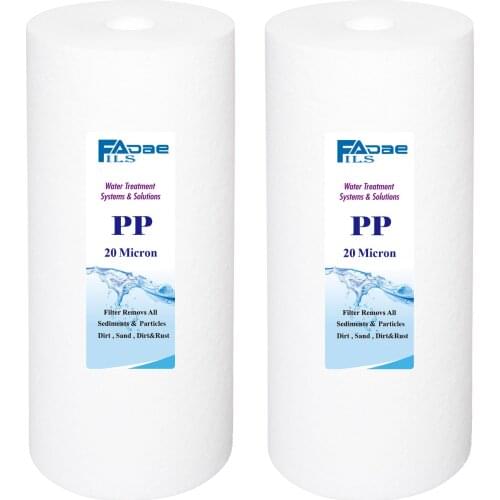 10" L x 4.5" OD , PP Melt Blown Water Filter Cartridge - 20 Micron , set of 2