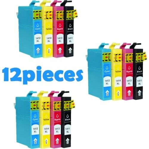 12pcs Compatible Ink cartridges For Epson T1411 T1412 T1413 T1414 ME 32/33/35/320/330/340/350 82WD/85ND/535/560W/570W printers