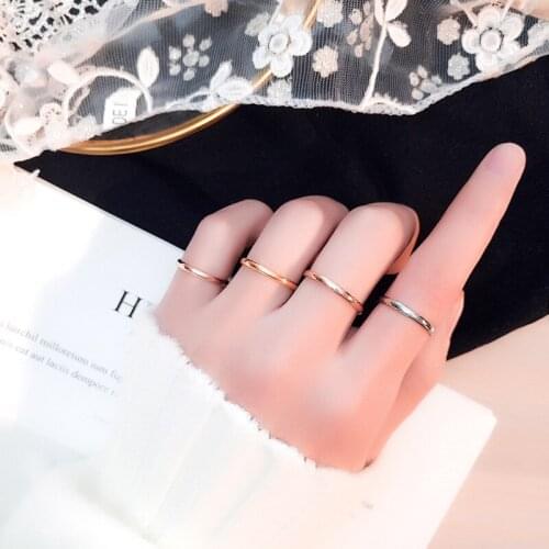 2mm Stainless Steel Thin Ring Rose Gold Black For Women Men Minimalist Ring Jewelry Party Simple Fashion Gift