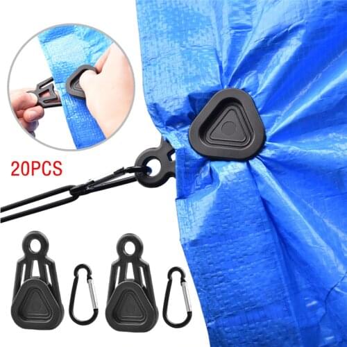 20PCS Awning Canopy Clip Outdoor Camping Mountaineering Tent Fixed Clip Buckle Windproof Rope Tightening Buckle Accessory