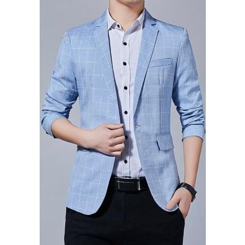 2021 Thin Mens Casual Plaid Suit Youth Slim Fit All-Matching men blazers