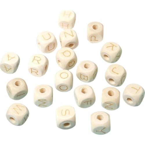 26x Wood Letter Beads Square Large Wooded Loose Bead DIY Project Supplies