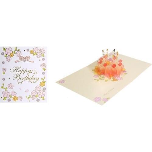3D Pop-up Christmas Tree Castle Greeting Cards Happy Birthday Postcards Invitations with Envelope