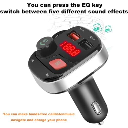 Bluetooth Stereo Charger 5.0 Bluetooth Wireless FM Transmitter Car MP3 Player Effect Sound Disk U Car Music EQ Car Lossless E0Q4