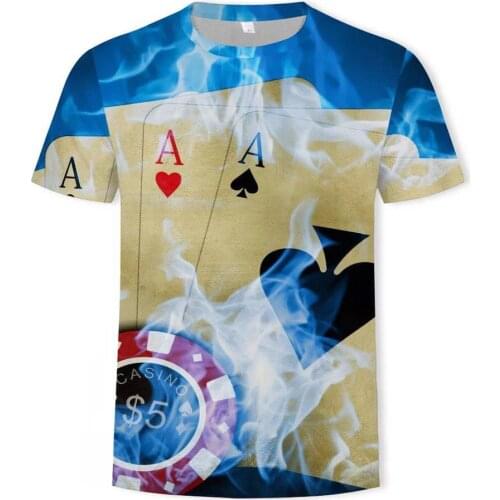 Brand Poker T shirt Playing Cards Clothes Gambling Shirts Las Vegas Tshirt Clothing Tops Men Funny 3d t-shirt Asian size s-6xl