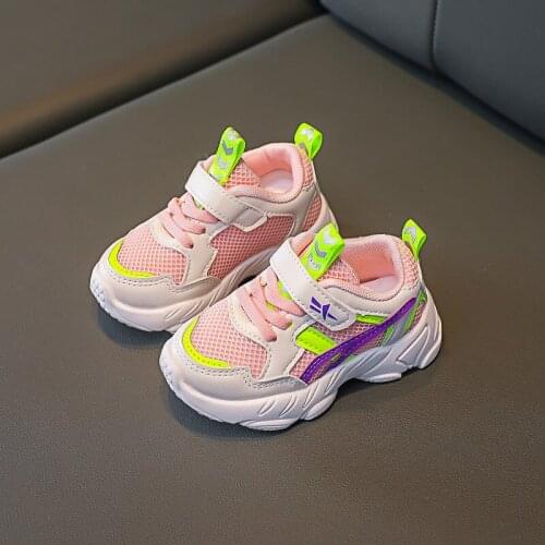 2021 Boys Patchwork Sneakers Children Casual Shoes Girl Network Layer Cloth Soft Bottom Breathable Kids Shoes Baby Sports Shoes