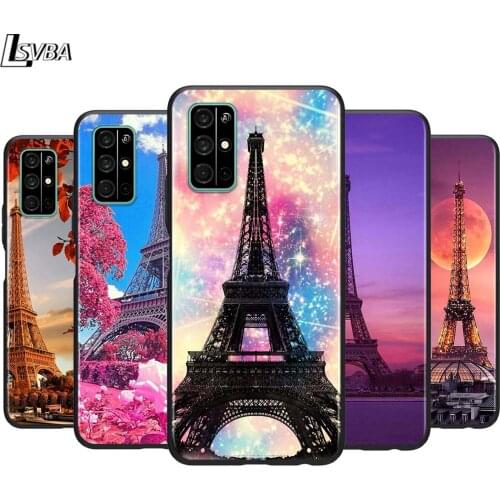 France Paris Eiffel tower for Huawei Honor 30 20S 20 10i 9S 9A 9C 9X 8X 10 9 Lite 8A 7C 7A Pro Phone Case Black Cover
