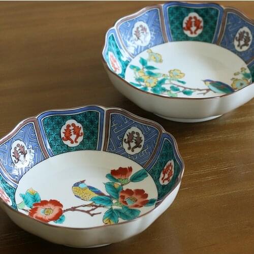 Mountain cherry blossom birds imported from Japan bowl of fruit salad rainbow noodle bowl bowl, material ceramic bowl