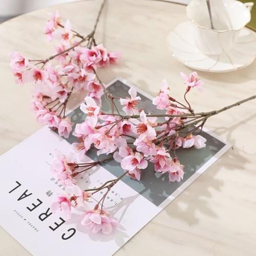 DIY Artificial Plum Blossom Branch Simulation Peach Branch Plastic Fake Flower Bouquet Home Decoration Silk Flower Wedding Decor