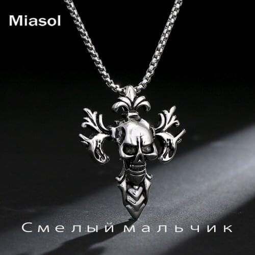 Cool Necklace Mens Demon Skull Style Tide Stainless Pendant Accessories Titanium Steel Jewelry Creative Party Boys Fierce Chain