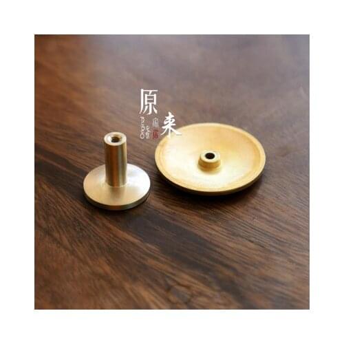 5pcs/lot Brass Door Handles Cabinet Knobs and Handles Flat Round Handles Drawer Cupboard Wardrobe Knobs Cabinet Pulls Free Ship