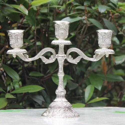 Metal Candle Holders 3 Arms Hollow Design Candlestick Tabletop Candle Stand Wedding Decoration Candelabra Home Candelabrum