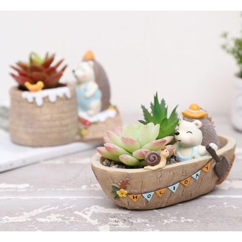 Cute Succulent Plant Pot Creative Resin Fleshy Flower Planter Flowerpot Create Design Home Garden Bonsai Pots