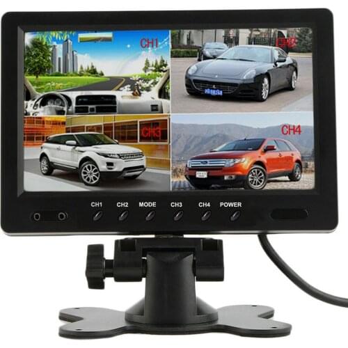 SITU TFT LCD Split Screen Quad Monitor CCTV Security Surveillance Car Headrest Rear View Monitor 4 RCA Connectors 6 Mode