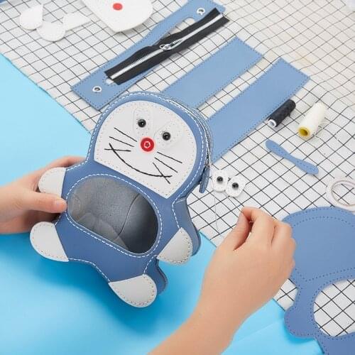 Blue Fat Cat PU Material Set for Phone Bag Handbag DIY Handmade