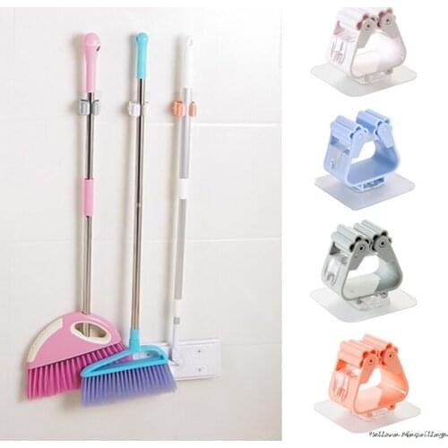 Wall Mounted Mop Clip Organizer Holder Brush Broom Hanger Home Kitchen Supplies Storage Rack Bathroom Suction Hanging Pipe Hooks