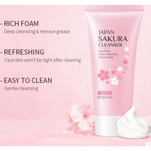 Facial Cleanser Japan Sakura Gentle Cleansing Shrink Pores Oil Control Remove Blackhead Moisturizing Face Cleaning Skin Care
