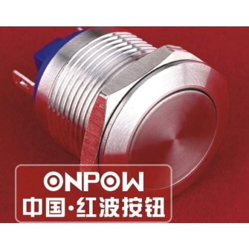 ONPOW 19mm 2A/36V flat head momentary stainless steel Push button switch (GQ19F-10/J/S) CE,ROHS