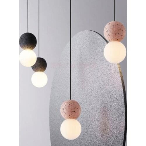 Nordic design cement pendant light modern simple creative dining room kitchen glass hanging lamp restaurant cafe industrial lamp