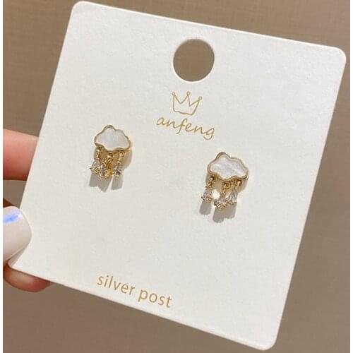 Origin Summer Exquisite Clouds Raindrops Stud Earring for Women Delicate Cubic Zircon Shell Party Earring Jewelry Accessories