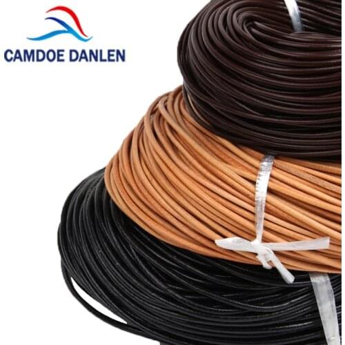 100% Natural Genuine Leather Cord Round Thong Cord String Rope For DIY Bracelet Jewelry Making Accessories 1/1.5/2/3/4/5/6/8mm
