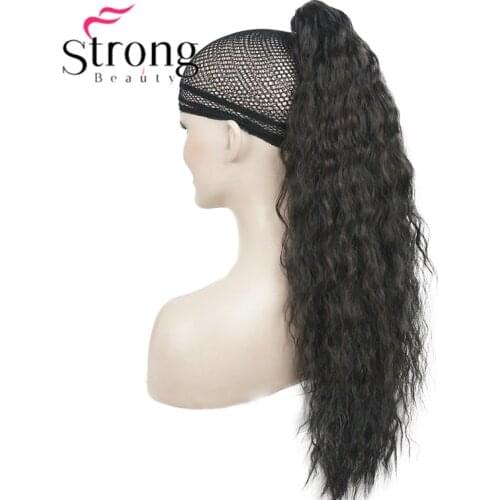 StrongBeauty 24'' 6 Colors Synthetic Ponytail Curly Wave Claw Hair Extension Clip In Drawstring Hairpiece