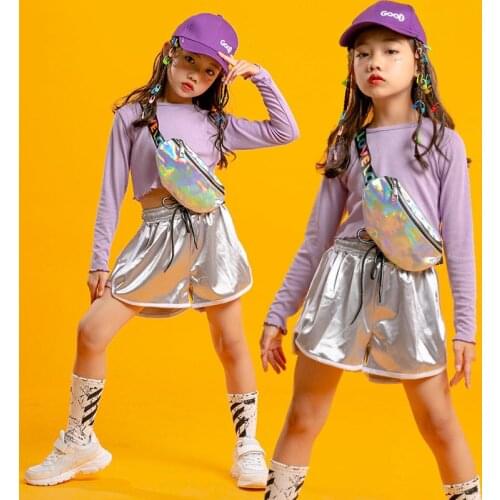 Cheerleader Uniform Jazz Dance Outfit Purple Girls Set Festival Clothing Hip Hop Dancewear Stage Costume Summer Clothes JL2903