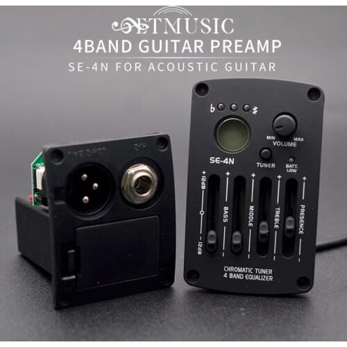 Acoustic Guitar Preamp SE-4N 4 Bands EQ Equalizer Pickup Guitarra Preamp Piezo Pickup with LCD Tuner Guitar Parts & Accessories