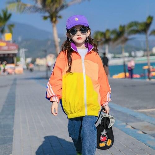 Rainbow Spring Autumn Tops Hoodies Girls Sweatshirts Jacket Coat Kids Overcoat Outwear Teenager Wedding Party Dress