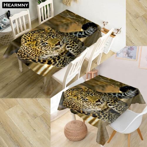 Custom Leopard Animals Tablecloth Waterproof Oxford Fabric Square/Rectangular Tablecloth For Wedding Table Cloth Cover TV Covers