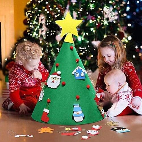 DIY Felt Christmas Tree Decorations New Year Toys for Kids XMAS Gifts Christmas Trees Artificial Wall Hanging Ornaments Navidad