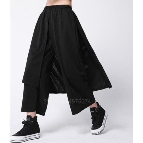 Women Japanese Style Kimono Haori Loose Harajuku Pants Black Fashion Leisure Trousers Cool Hip Hop Streetwear Samurai Costume
