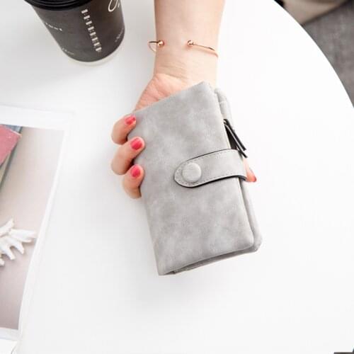 Ladies Wallet Scrub Wallet Female Short Student Small Fresh Cute Three Fold Wallet Card Holder Lady Card Holder