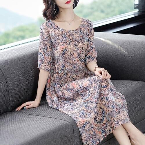 High Quality 100% Genuine Silk Dresses for Women Summer 2021 Female Boho Dress Long Dress Elegant Dresses Ropa Mujer Zjt2561