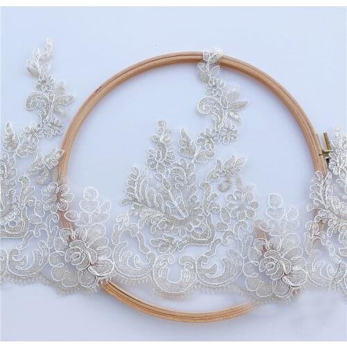 Gold Thread Car Bone Lace Trim Wedding Evening Dress Decoration Accessories Veil DIY Sewing Cloth 30cm Height
