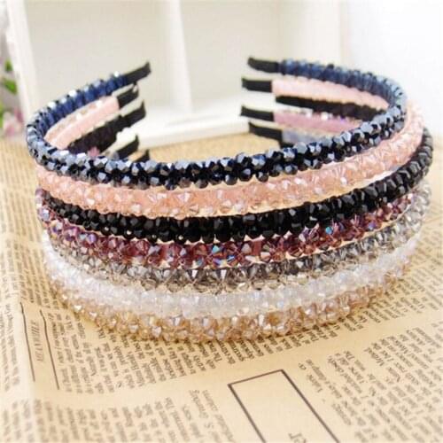 1PCS Shiny Luxury Hair Hoop Rhinestone Fashion Headband For Women Girls Solid color Elastic Headwear 2020 Hair Accessories