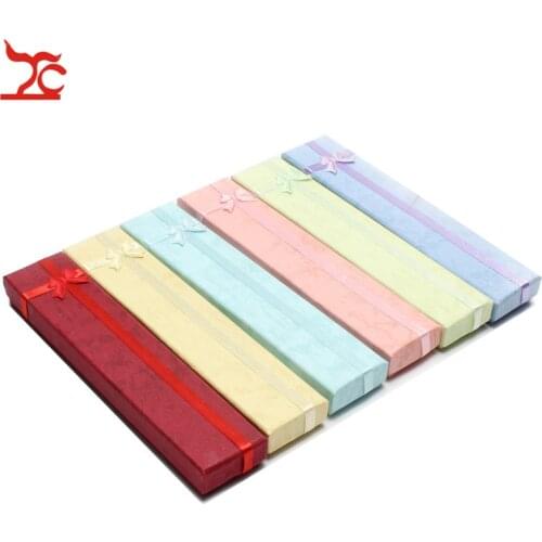 Wholesale 12Pcs/Lot Candy Color Jewelry Packaging Organizer Box Ractangle Ribbon Pendant Necklace Bracelet Storage Gift Box