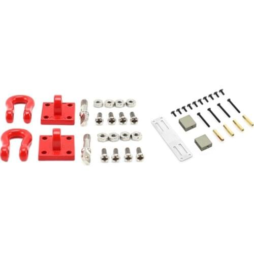 2Pcs Front Rear Bumper Rescue Trailer Hook For Wpl Rc Car With Servo Fixed Mount Bracket Kit For MN D90 D91 1/12 RC Car