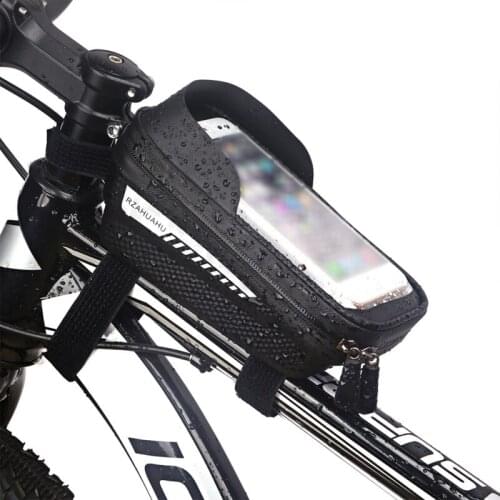 2021 Rainproof Bike Bag Front Anti-slip Touch Screen Cycling Phone Bag 7 Inch Reflective MTB Bicycle Top Tube Bag with Sun Visor