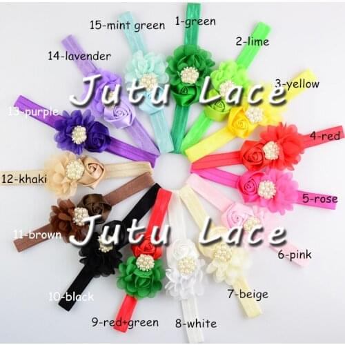 30 pcs/lot , shabby chiffon flowers and satin flowers with elastic headband