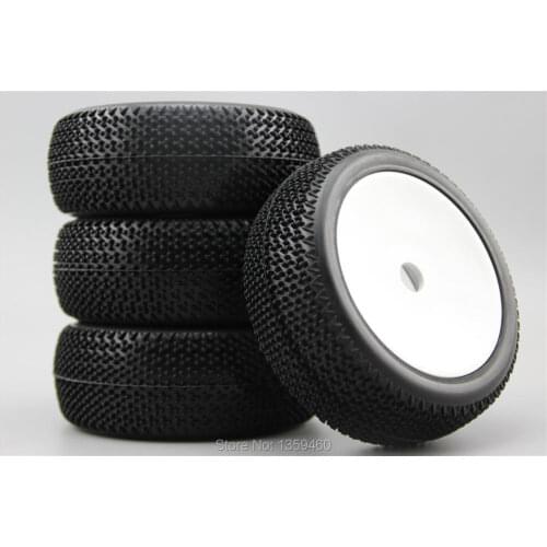 4pcs 1/8 Buggy Off Road Tire Tyre Bee Dish White Rim Fit For 1:8 Buggy Car 1/8 Tire 22007+26006