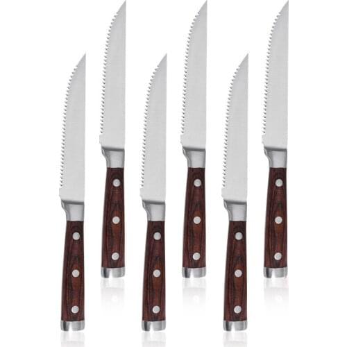 6 Inch Steak Barbecue Knives Germany 1.4116MoV Steel Cleaver Frozen Meat Bread Kitchen Knives Sharp Cooking Tools Wooden Handle