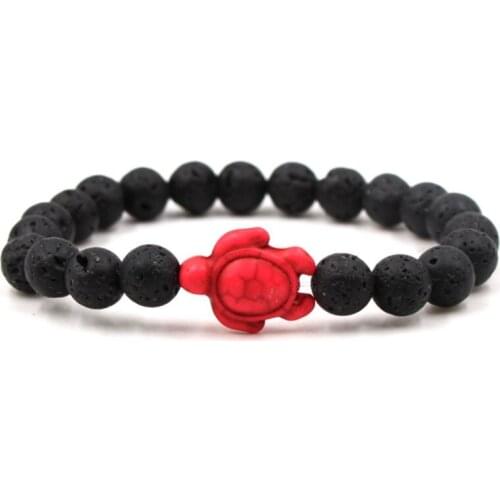 8mm yj43 black stone volcanic lava bead Bangles red turquoise tortoise Buddha Prayer Yoga Bracelet women men nature stone