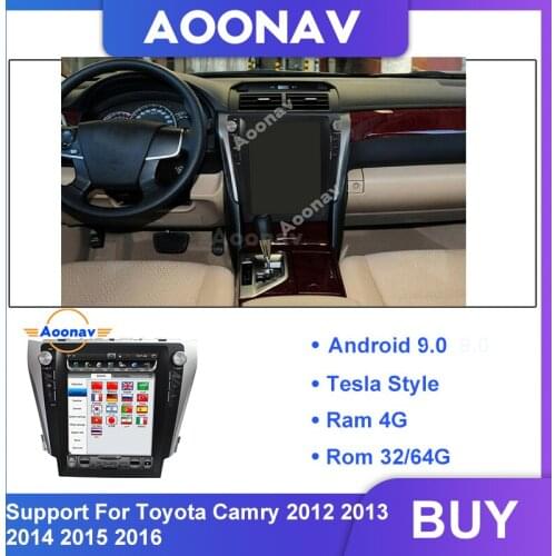 Car radio video player tesla style vertical touch screen For-Toyota Camry 2012-2016 support pure around view camera head unit