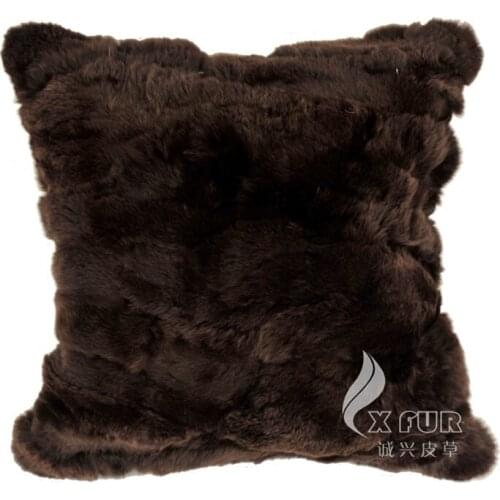 Free Shipping CX-D-38 50x50cm Brown Colour Rabbit Fur Sofa Pillow Cushion Cover
