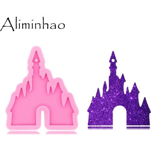 DY0479 Shiny Glossy Castle Mould Silicone for Epoxy Resin Jewellery Making Keychain Mold