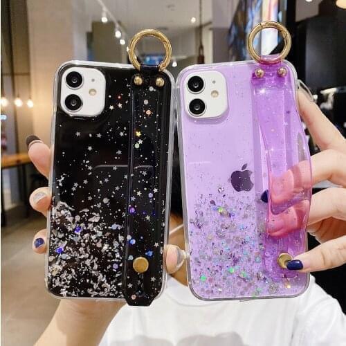 Glitter Clear Bling Case For Huawei P40 P30 P20 P10 P50 P Smart S Z Pro Plus lite E 2020 2021 2019 Wristband Stand Epoxy Cover