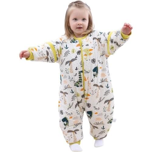 Baby Pure Cotton Sleeping Bag Detachable Long Sleeve Wearable Blanket Winter Warm Quilt Girls Boys Clothes Bedding Quilt