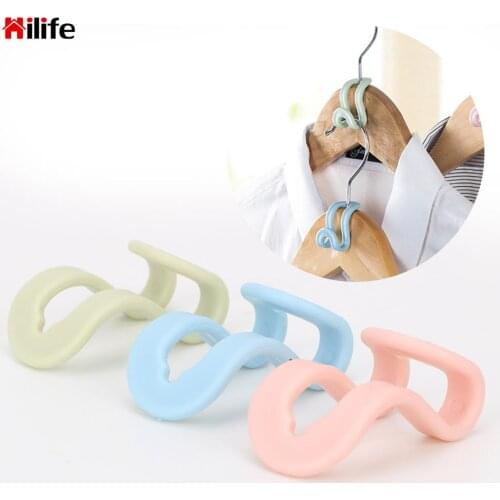 Home Closet Organizer Storage Rack Anti-slip 5Pcs Mini Clothes Hanger Plastic Easy Hook Creative Clothes Holder Hooks